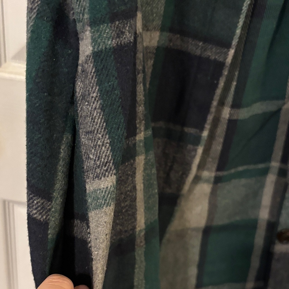Bloomchic Green/Navy/Gray Plaid Flannel Vest Jacket - Picture 6 of 9